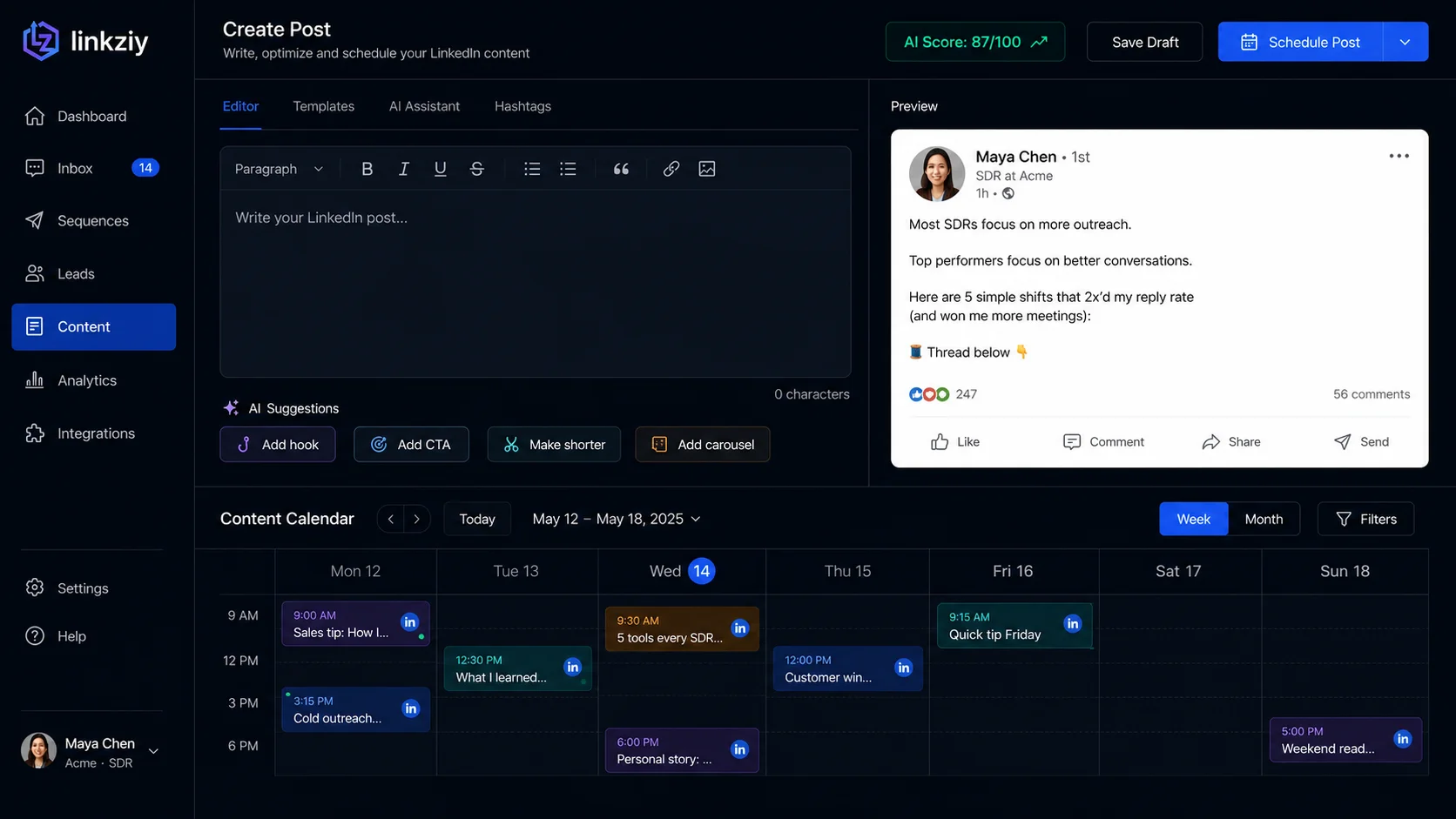 Content Creation — AI-powered LinkedIn content